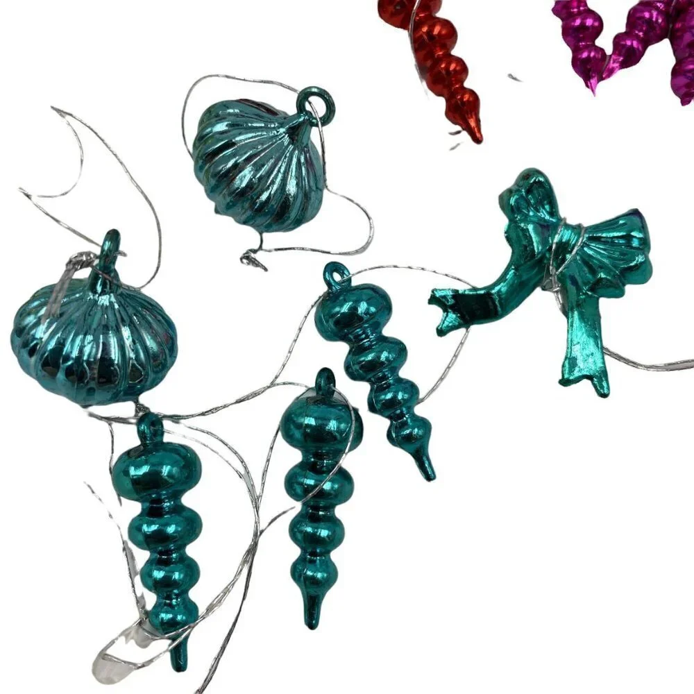 Mini Holiday Ornaments Beads & Baubles 28 pieces  Red Blue Green Gold Under 1